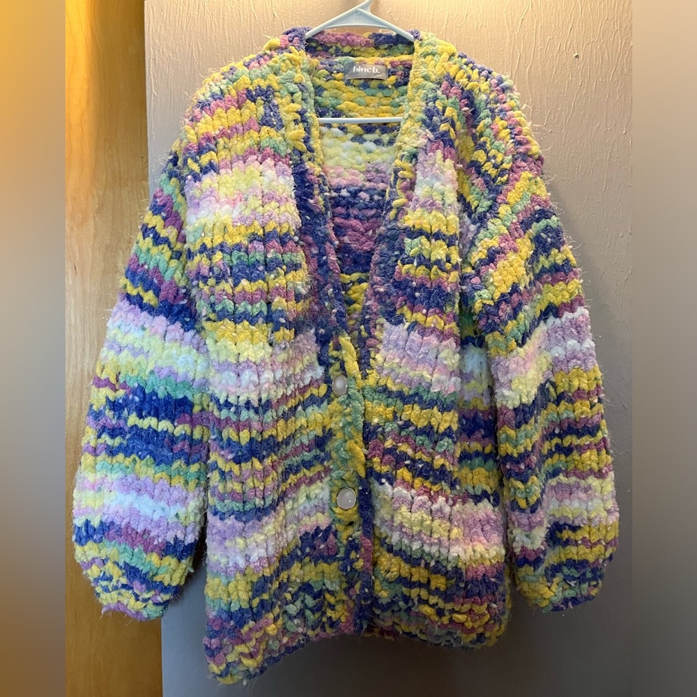 Mixed pastel Casual Womens Solid Button Front Cable Knit Cardigan NWOT BlueB